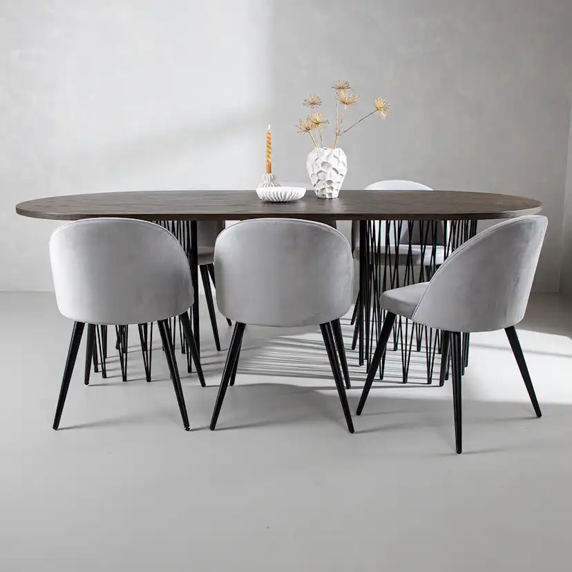 Matgrupp furniture/fashion Stone med 6 Velvet Stolar