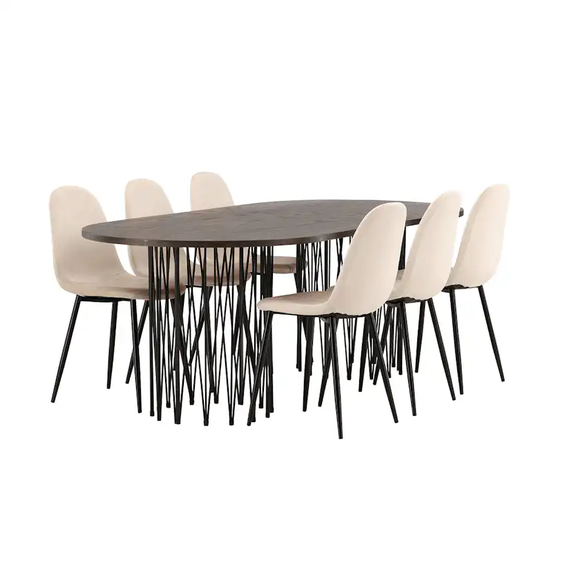 Matgrupp Venture Home Stone med 6 Polar Stolar Sammet