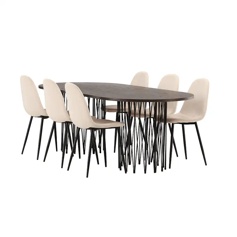 Matgrupp Venture Home Stone med 6 Polar Stolar Sammet