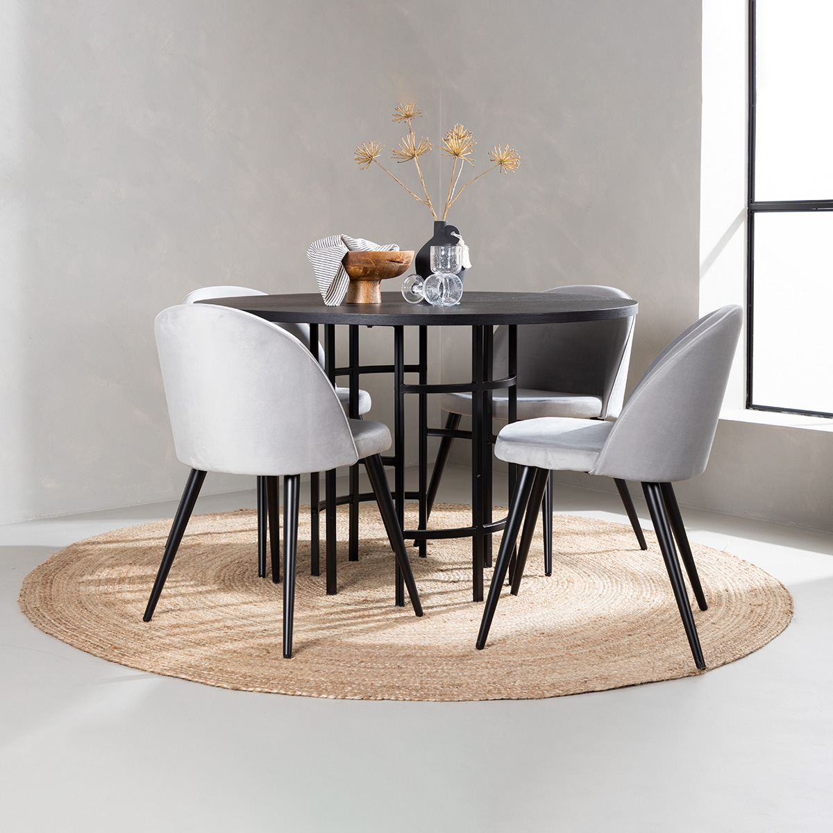 Matgrupp Venture Home Copenhagen med 4 Velvet Stolar