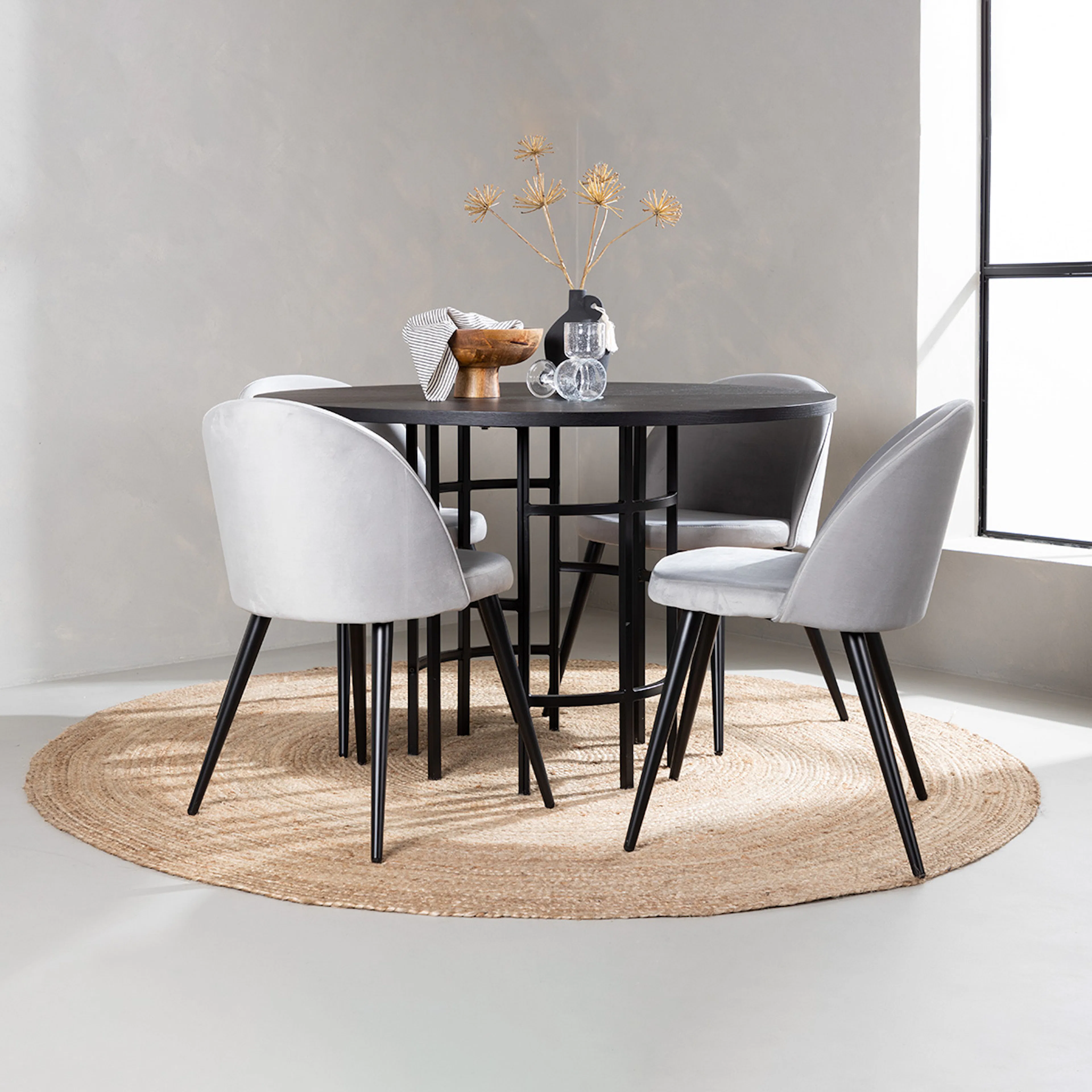 Matgrupp Venture Home Copenhagen med 4 Velvet Stolar