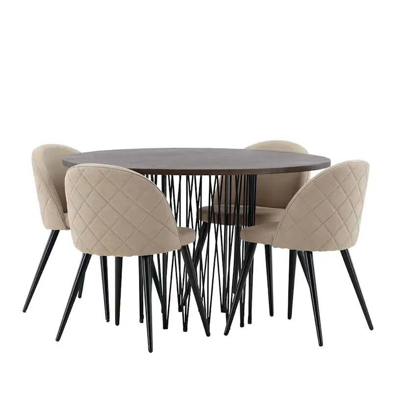 Matgrupp furniture/fashion Stone med 4 Velvet Stitches Stolar