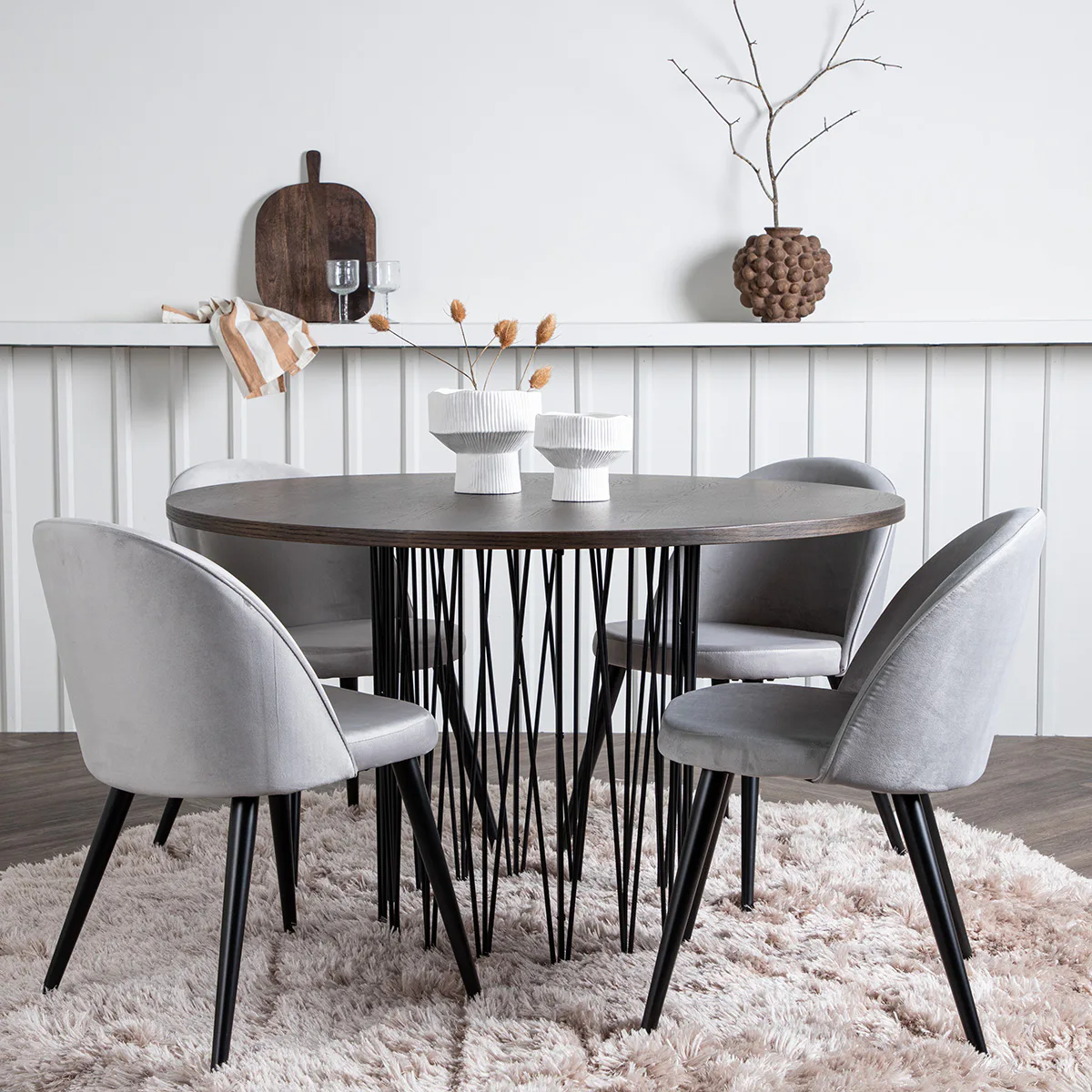 Matgrupp furniture/fashion Stone med 4 Velvet Stolar