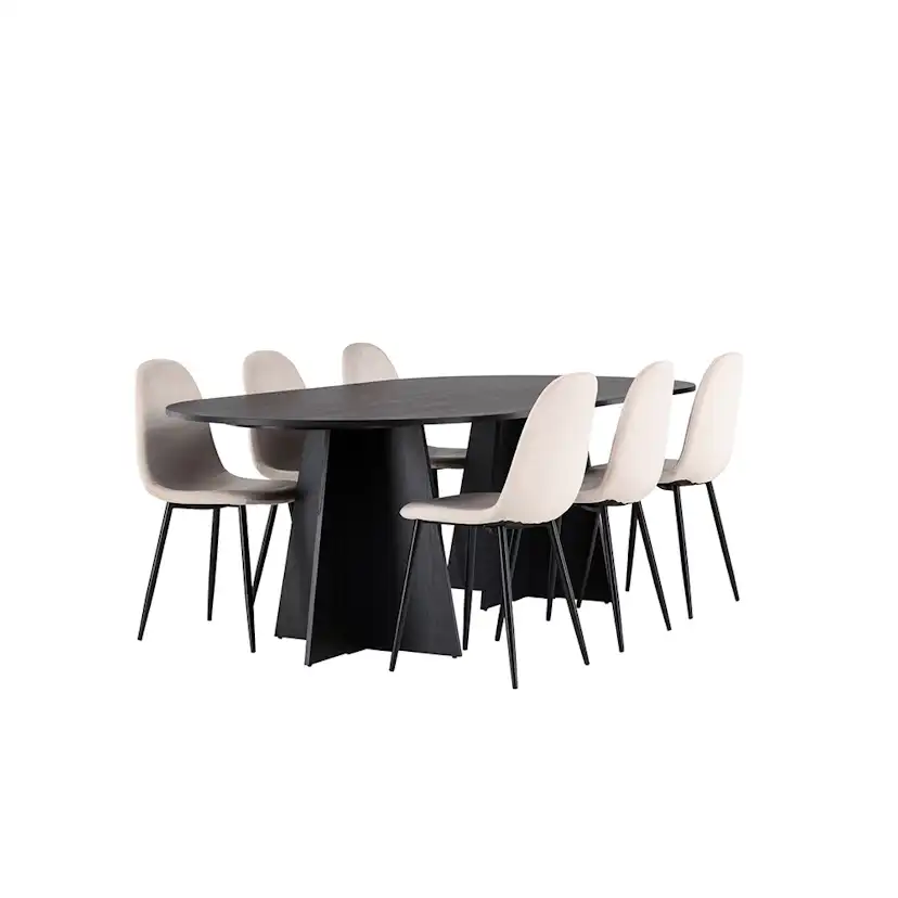 Matgrupp Venture Home Bootcut Oval med 6 Polar Sammet Stolar