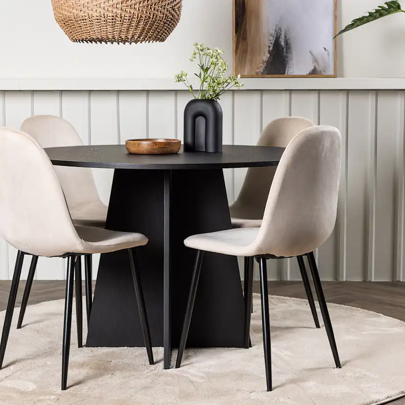 Matgrupp Venture Home Bootcut Ø110 cm med 4 Polar Stolar Sammet