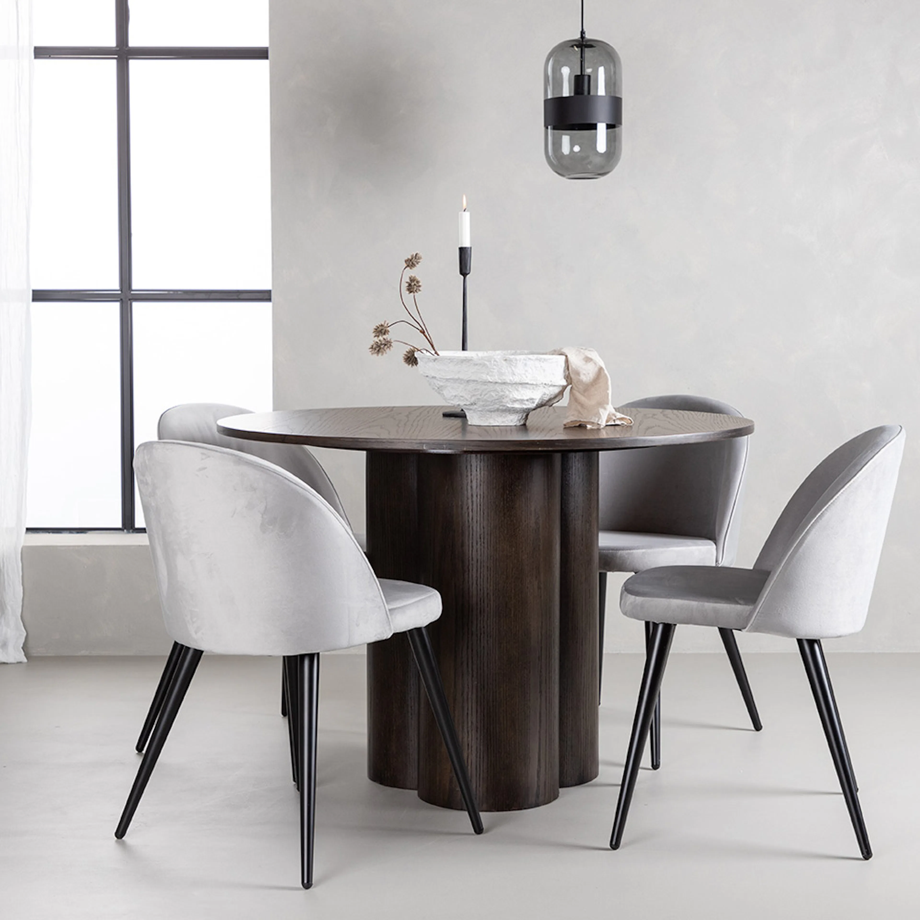 Matgrupp Venture Home Olivia med 4 Velvet Stolar