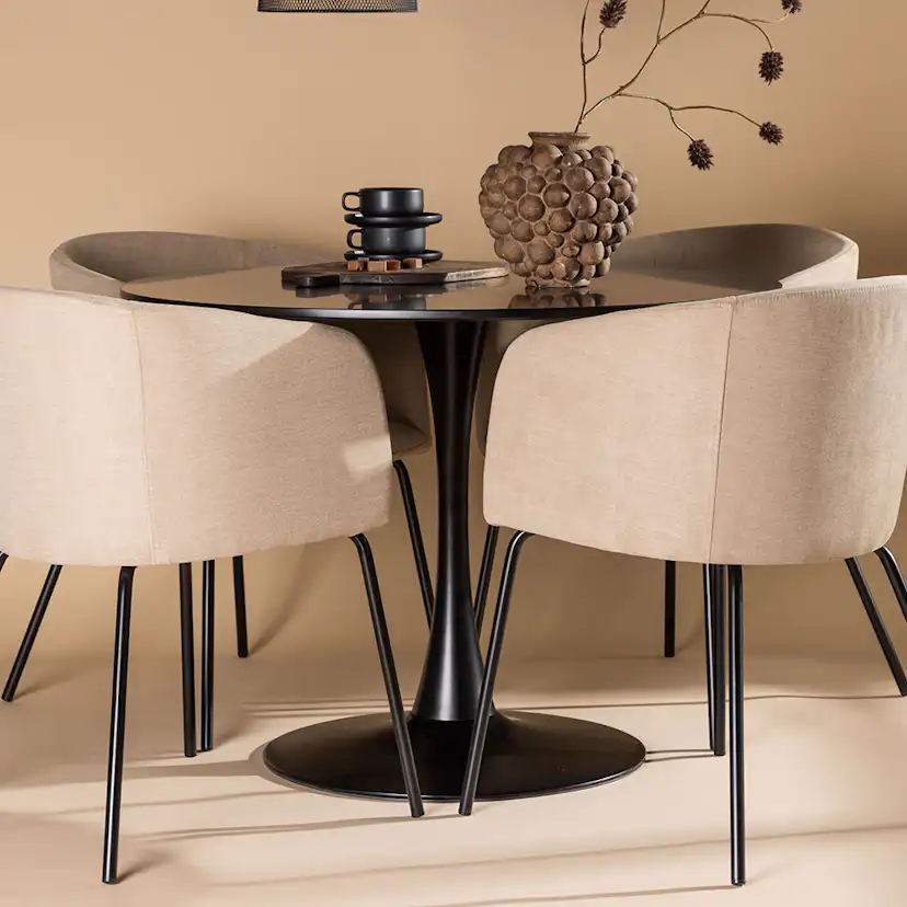 Matgrupp Venture Home Glade Ø 100 cm med 4 Berit Stolar