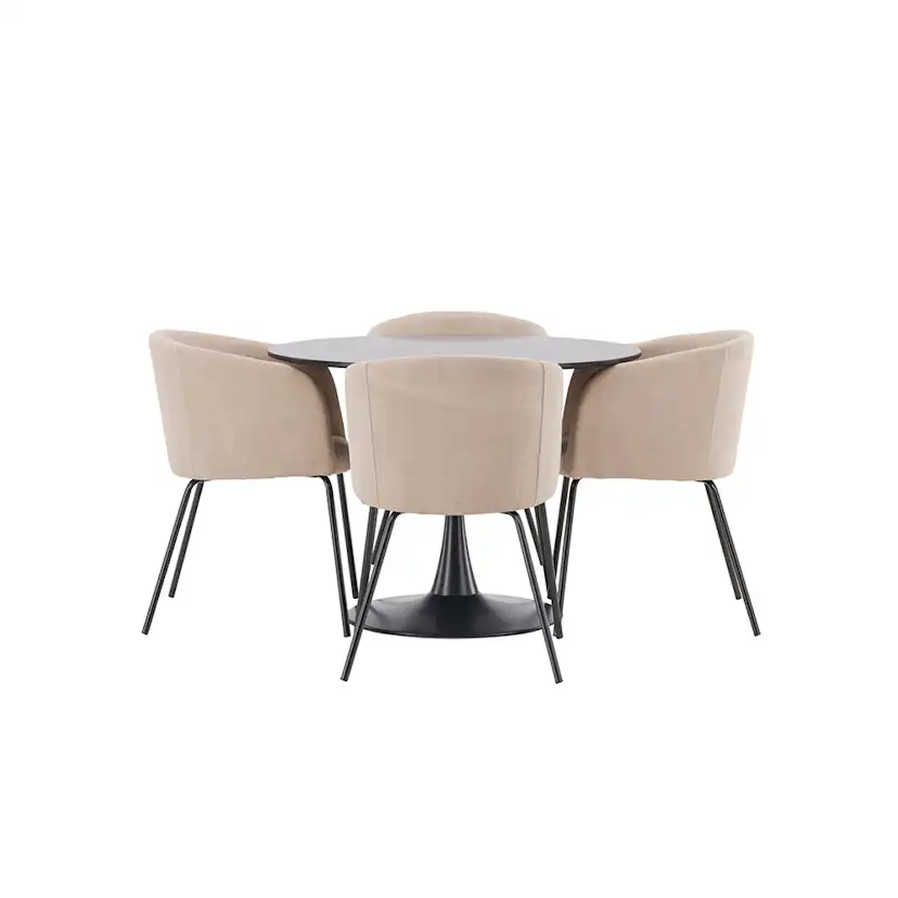 Matgrupp Venture Home Glade Ø 100 cm med 4 Berit Stolar