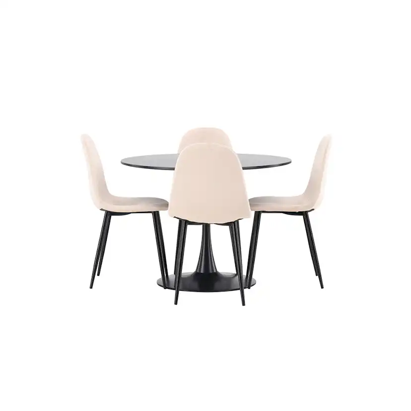 Matgrupp Venture Home Glade Ø 100 cm med 4 Polar Stolar Sammet