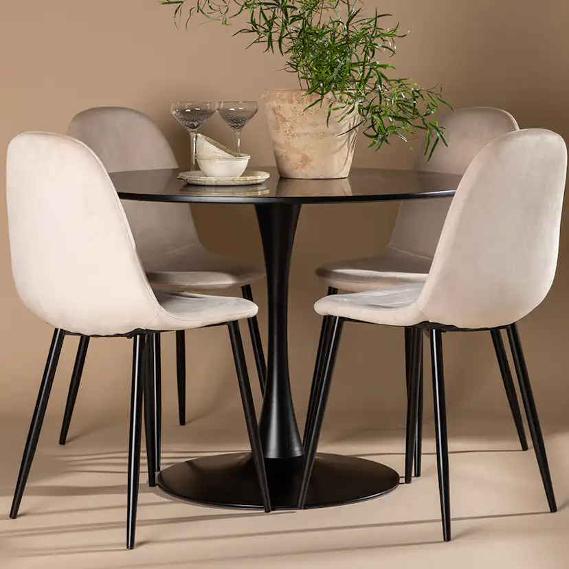 Matgrupp Venture Home Glade Ø 100 cm med 4 Polar Stolar Sammet
