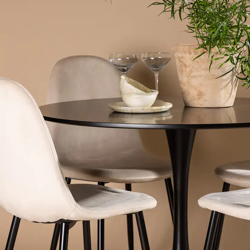 Matgrupp Venture Home Glade Ø 100 cm med 4 Polar Stolar Sammet