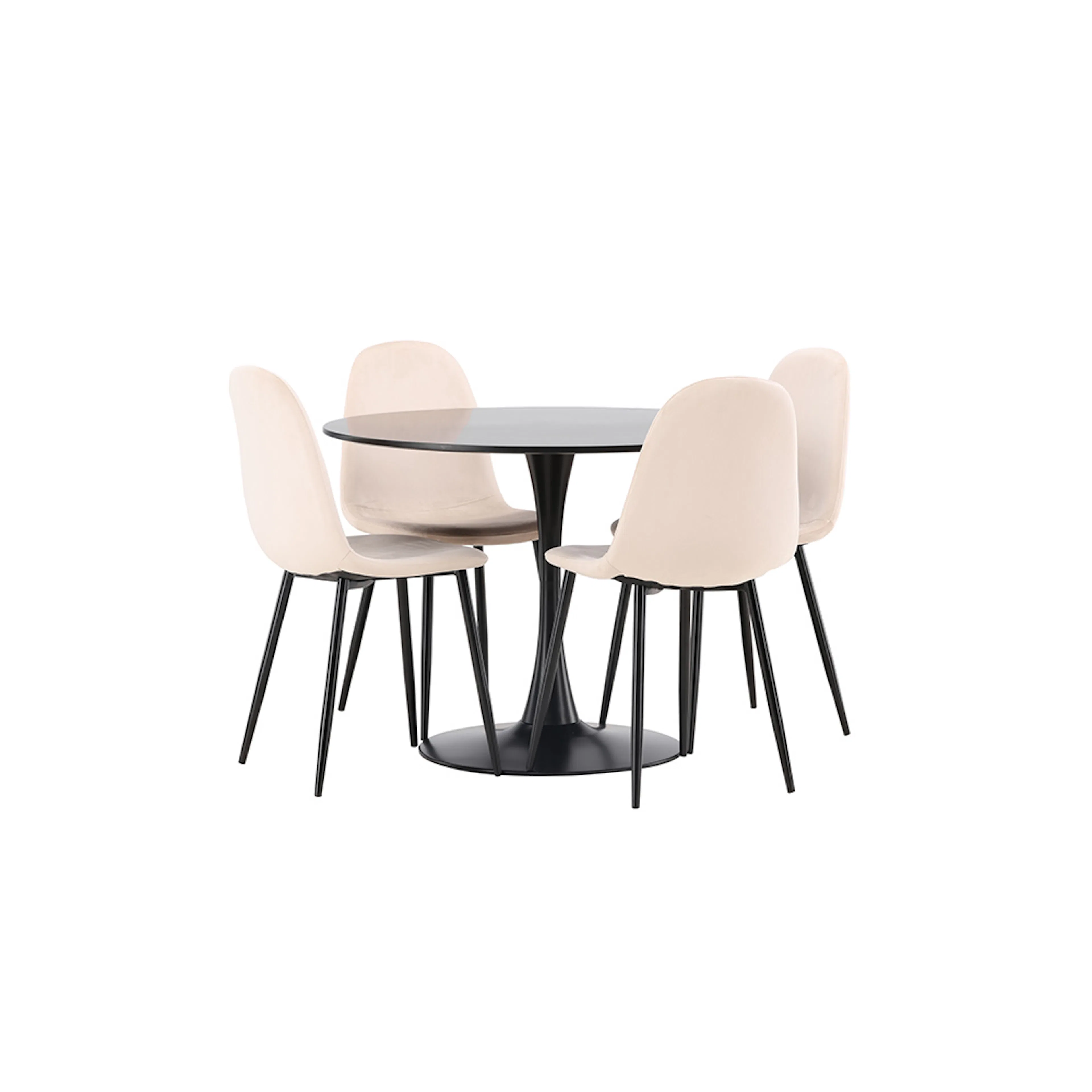 Matgrupp Venture Home Glade Ø 100 cm med 4 Polar Stolar Sammet