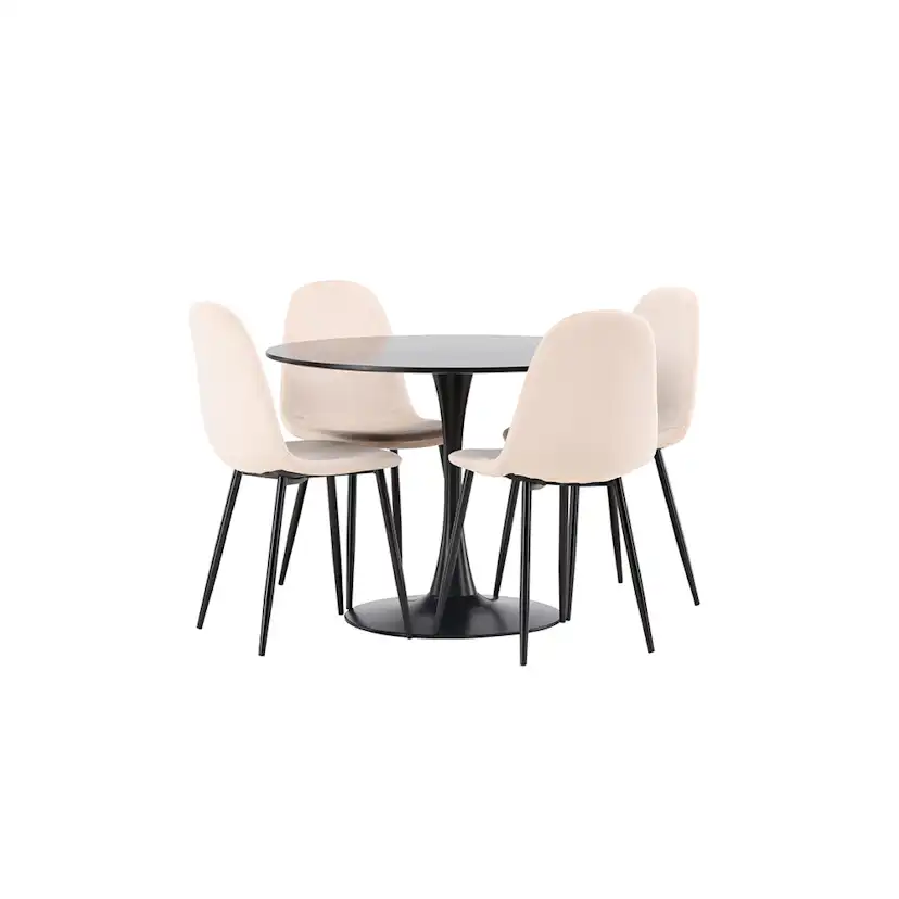 Matgrupp Venture Home Glade Ø 100 cm med 4 Polar Stolar Sammet