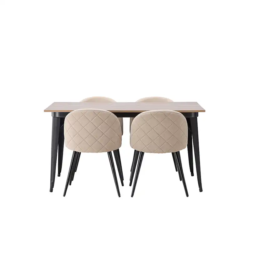 Matgrupp Venture Home Tempe Matbord 140 cm & 4 Velvet Stolar i Sammet