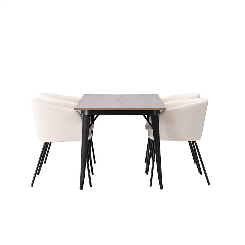 Matgrupp Venture Home Tempe 140 cm med 4 Berit Stolar Sammet