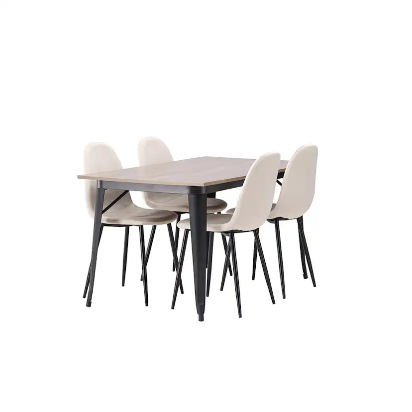 Matgrupp Venture Home Tempe 140 cm med 4 Polar Stolar Sammet