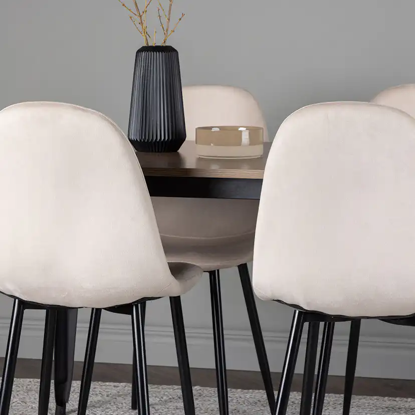 Matgrupp Venture Home Tempe 140 cm med 4 Polar Stolar Sammet