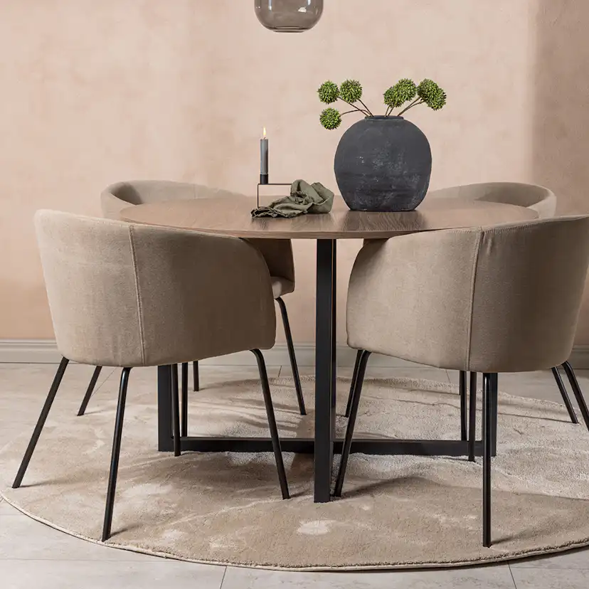 Matgrupp Venture Home Durango Ø 120 cm med 4 Berit Stolar