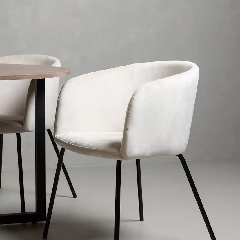 Matgrupp Venture Home Durango Runt Matbord Ø120 cm & 4 Berit Stolar i Beige Sammet