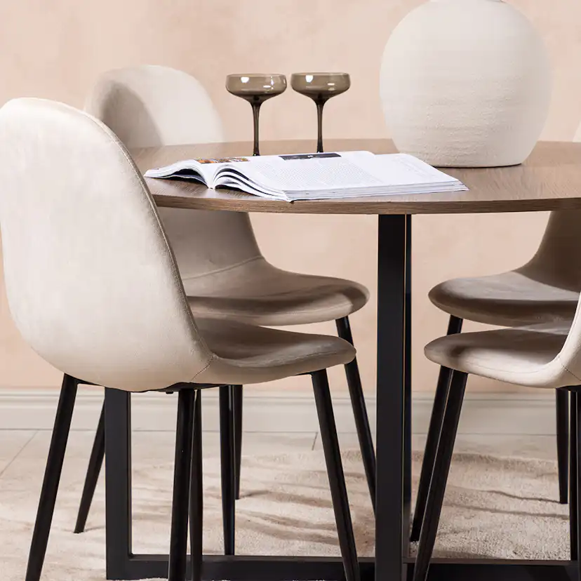 Matgrupp Venture Home Durango Ø 120 cm med 4 Polar Stolar Sammet