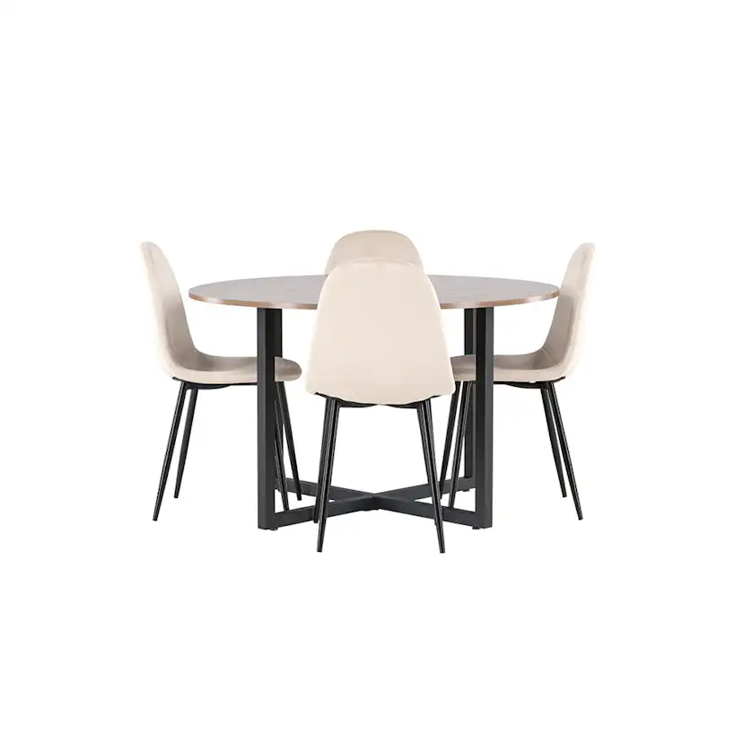 Matgrupp Venture Home Durango Ø 120 cm med 4 Polar Stolar Sammet