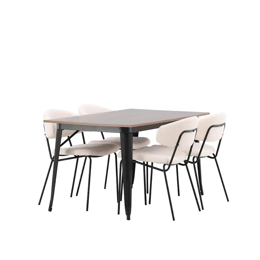 Matgrupp Venture Home Tempe Matbord 140 cm & 4 Chico Stolar i Boucle