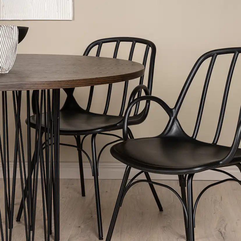 Matgrupp furniture/fashion Stone round Ø 120 cm med 4 Dyrön Stolar