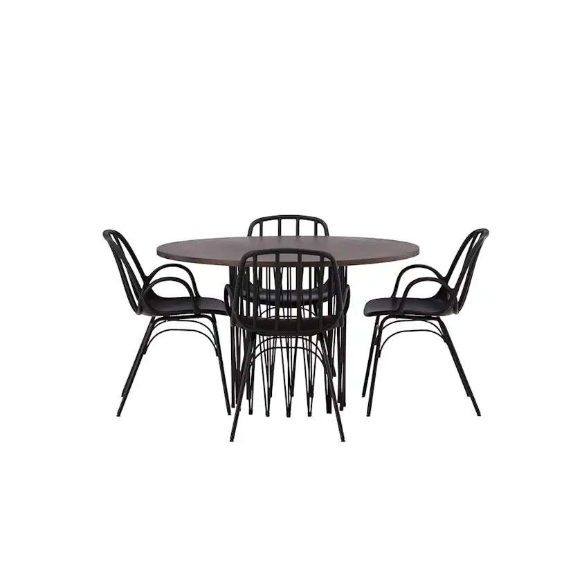 Matgrupp furniture/fashion Stone round Ø 120 cm med 4 Dyrön Stolar