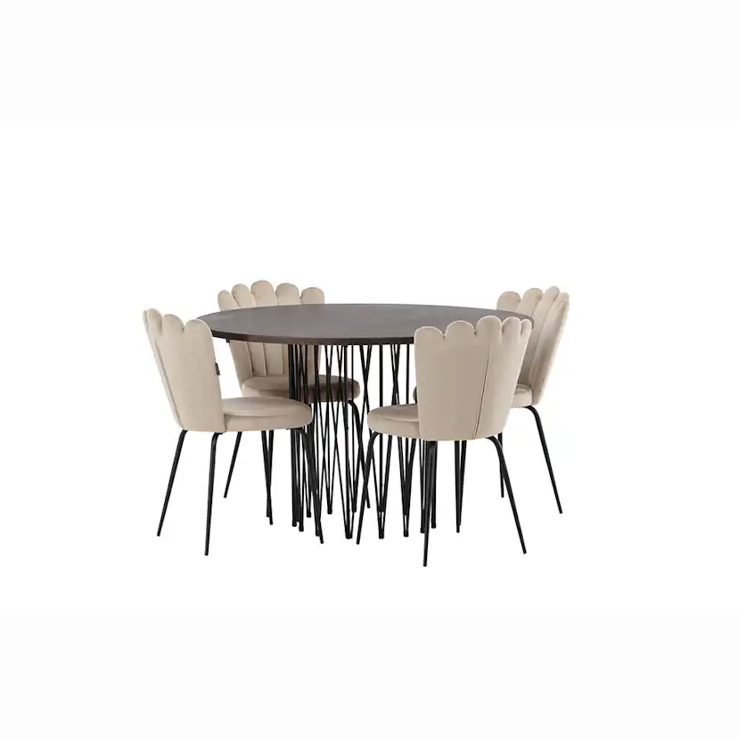 Matgrupp furniture/fashion Stone Ø120 cm med 4 Limhamn Light Stolar