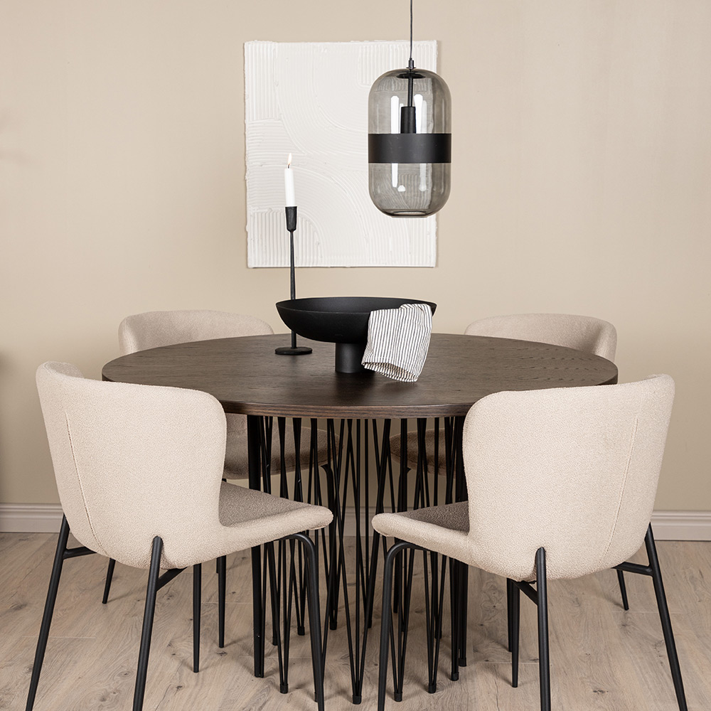 Matgrupp Venture Home Stone Rund med 4 Modesto Stolar