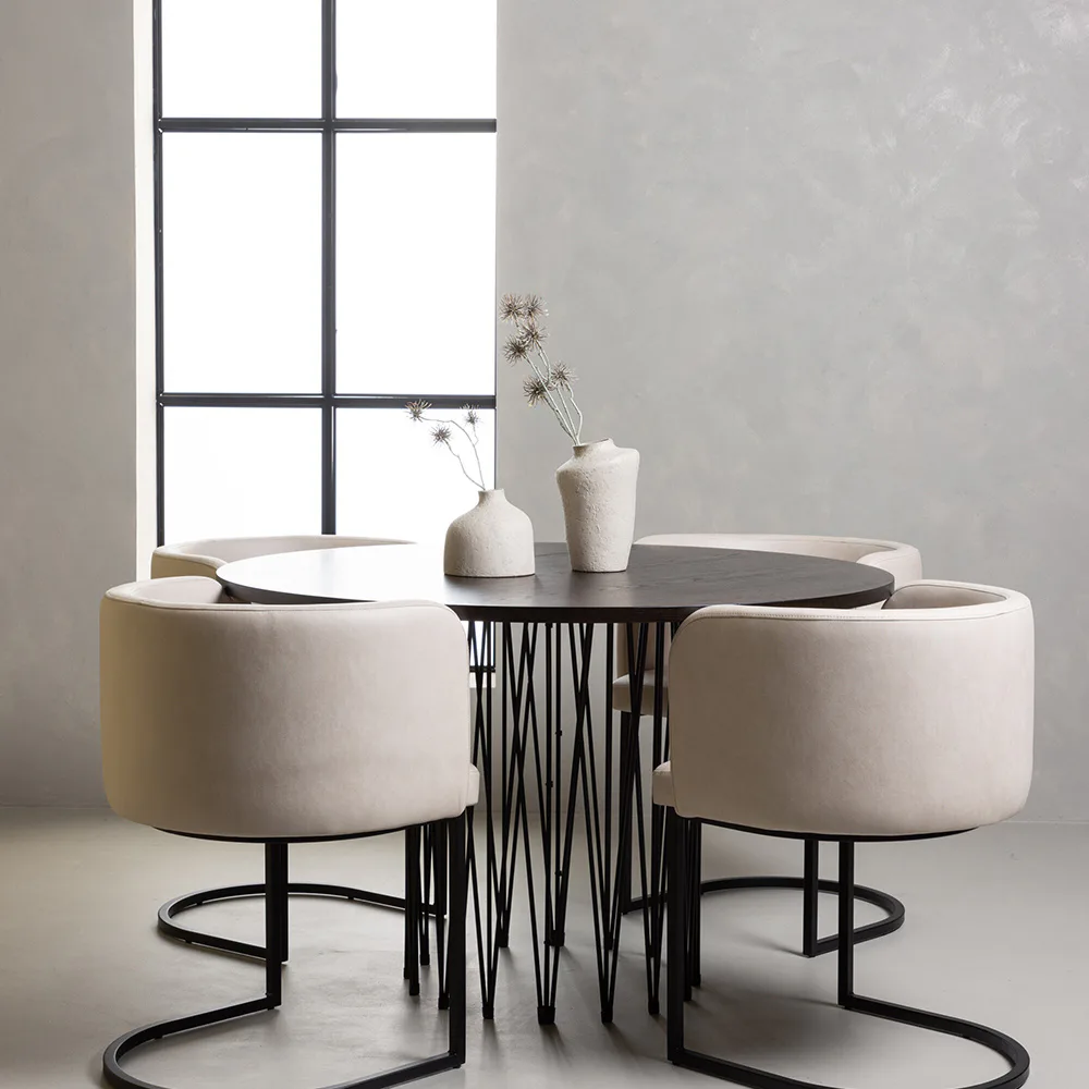 Matgrupp furniture/fashion Stone Ø120 cm med 4 Simrishamn Stolar