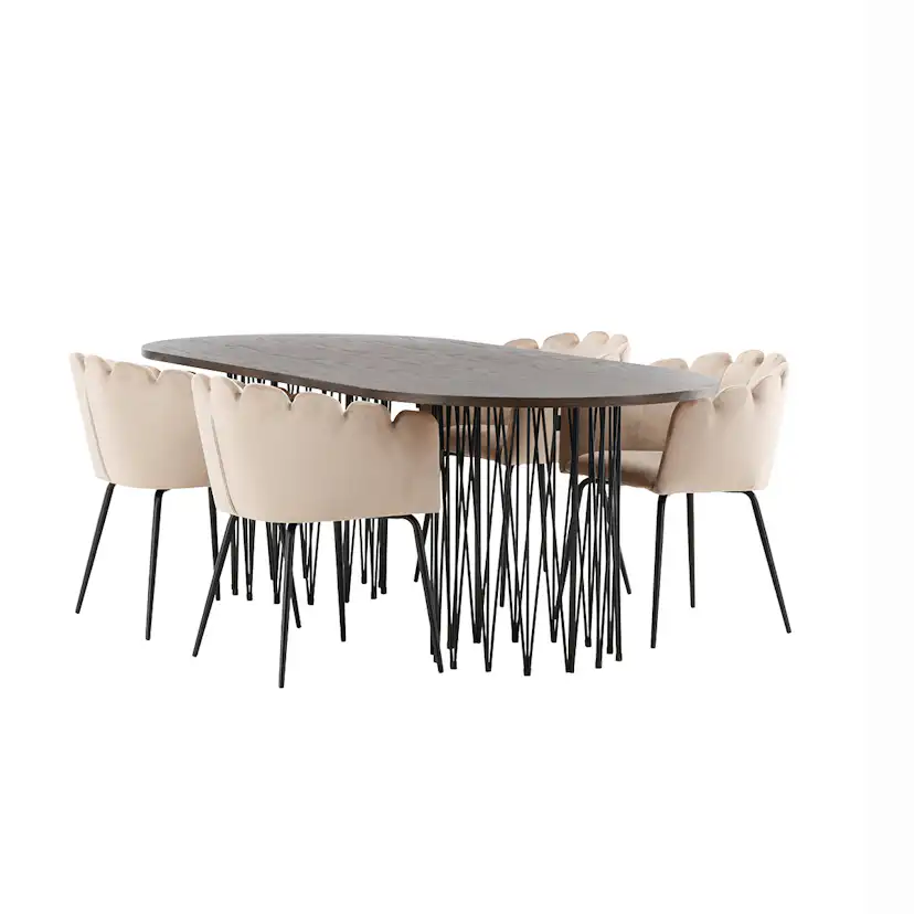 Matgrupp furniture/fashion Stone med 4 Limhamn Stolar