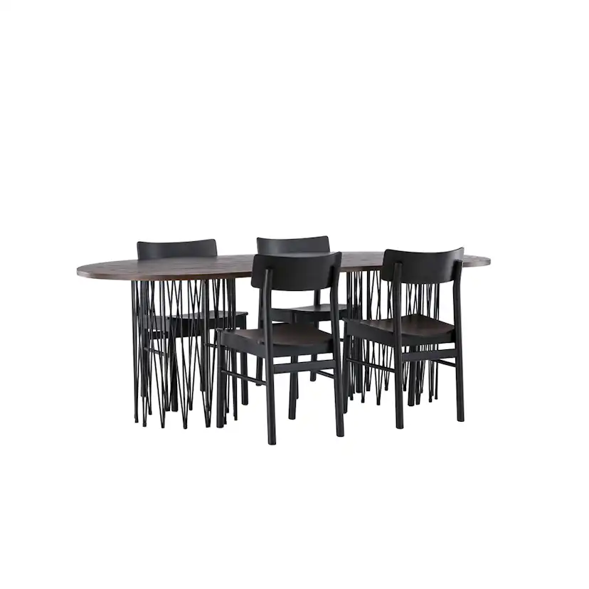 Matgrupp Venture Home Stone oval med 4st Montros Matstolar