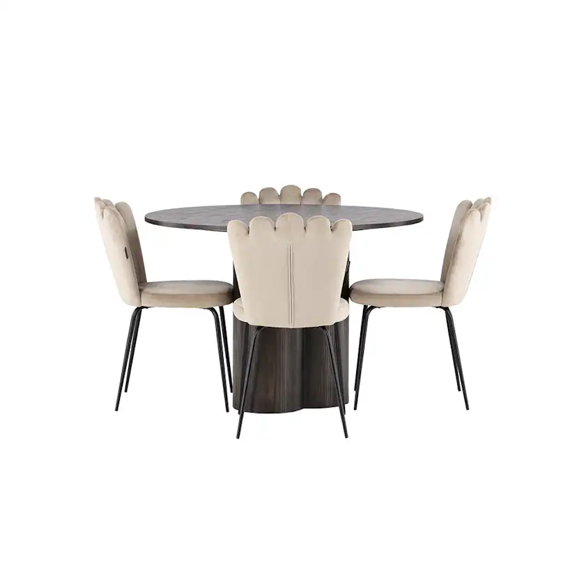 Matgrupp Venture Home Olivia Ø 110 cm med 4 Limhamn Stolar