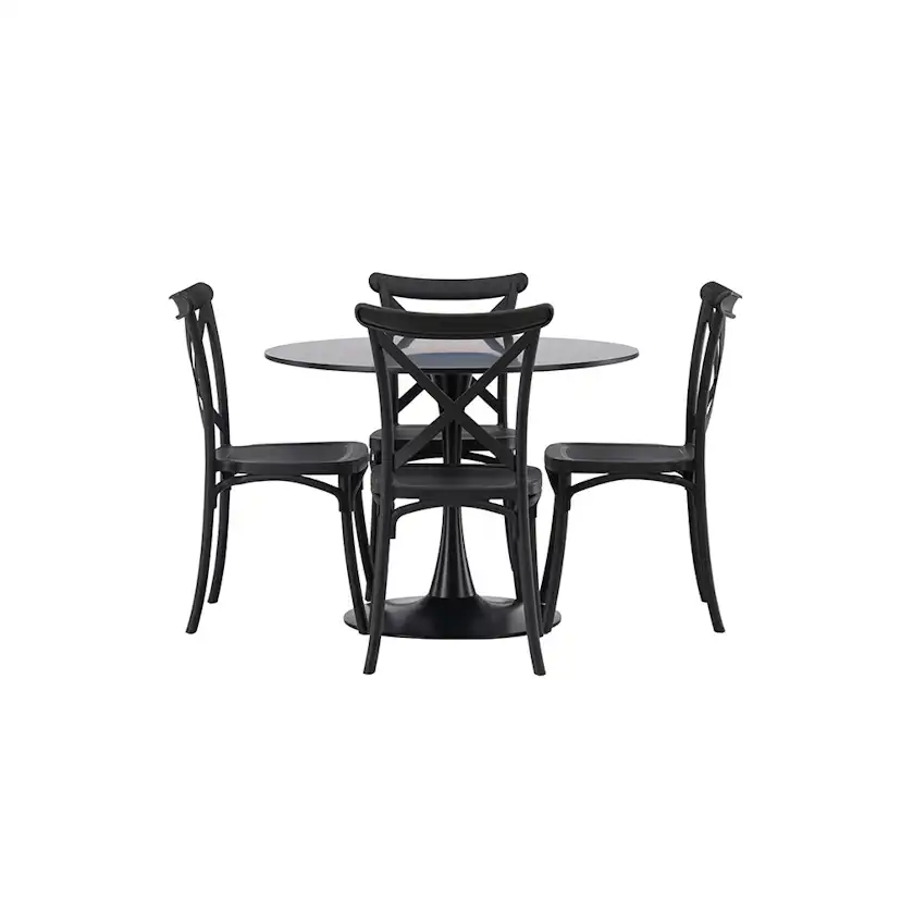 Matgrupp Venture Home Glade Ø 100 cm med 4 Crosett Stolar