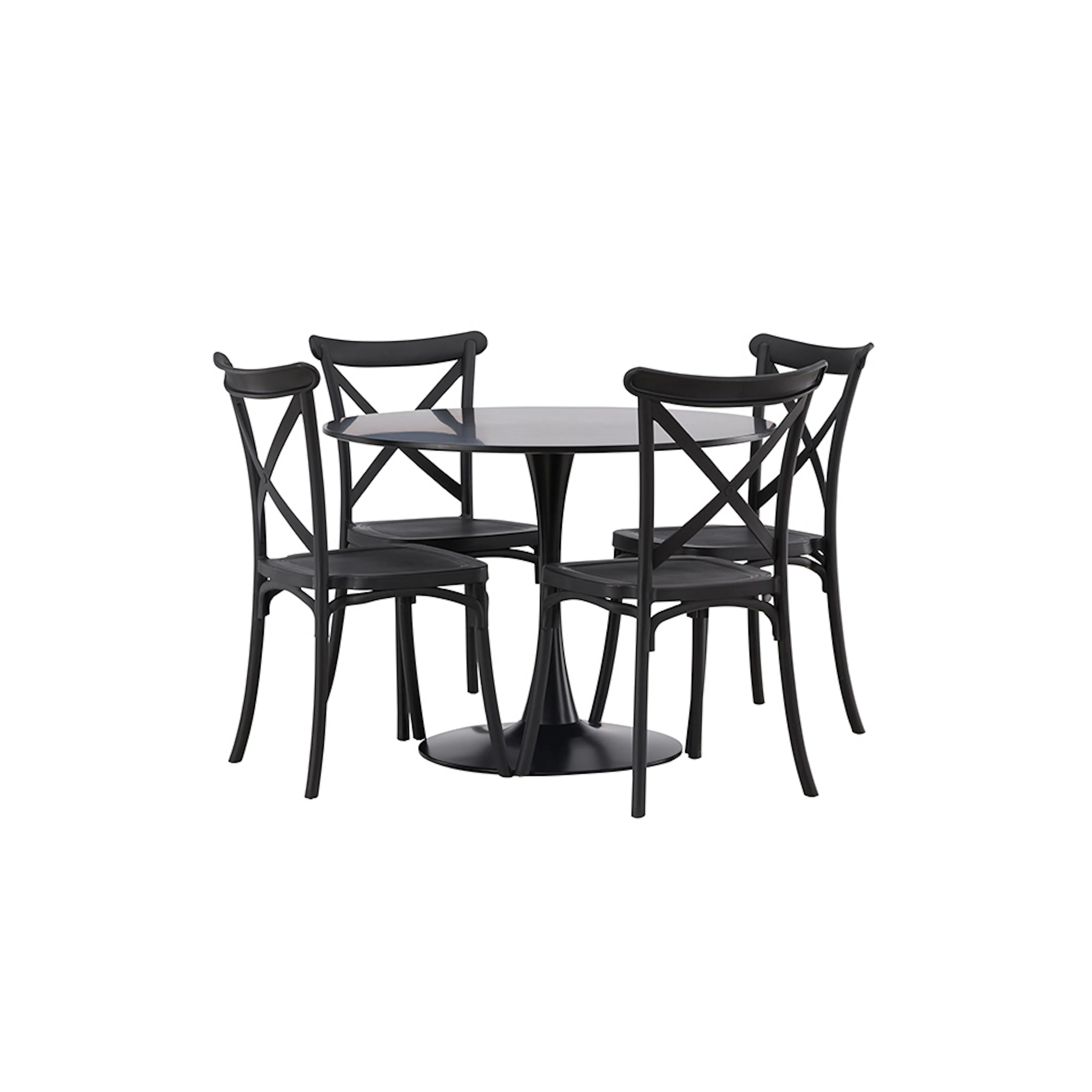 Matgrupp Venture Home Glade Ø 100 cm med 4 Crosett Stolar