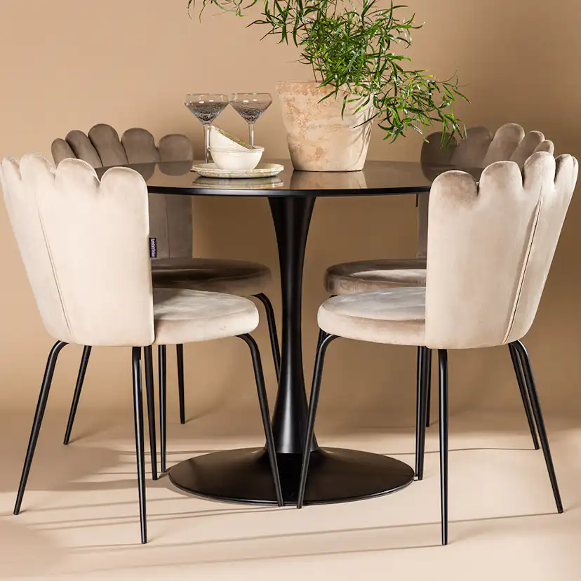 Matgrupp Venture Home Glade Ø 100 cm med 4 Limhamn Stolar