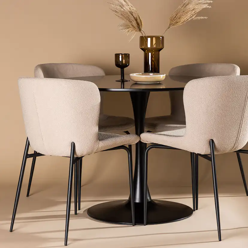 Matgrupp Venture Home Glade Ø 100 cm med 4 Modesto Stolar