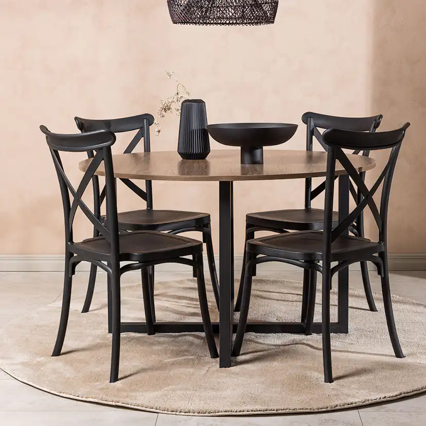 Matgrupp Venture Home Durango Ø 120 cm med 4 Crosett Stolar