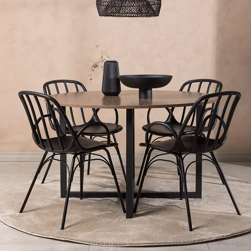 Matgrupp Venture Home Durango Ø 120 cm med 4 Dyrön Stolar