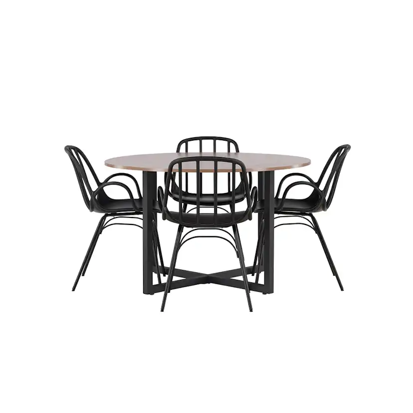 Matgrupp Venture Home Durango Ø 120 cm med 4 Dyrön Stolar