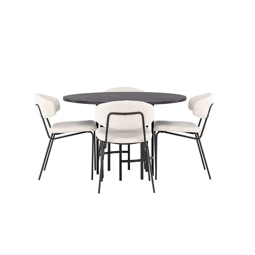 Matgrupp Venture Home Copenhagen Ø 115 cm med 4 Chico Stolar