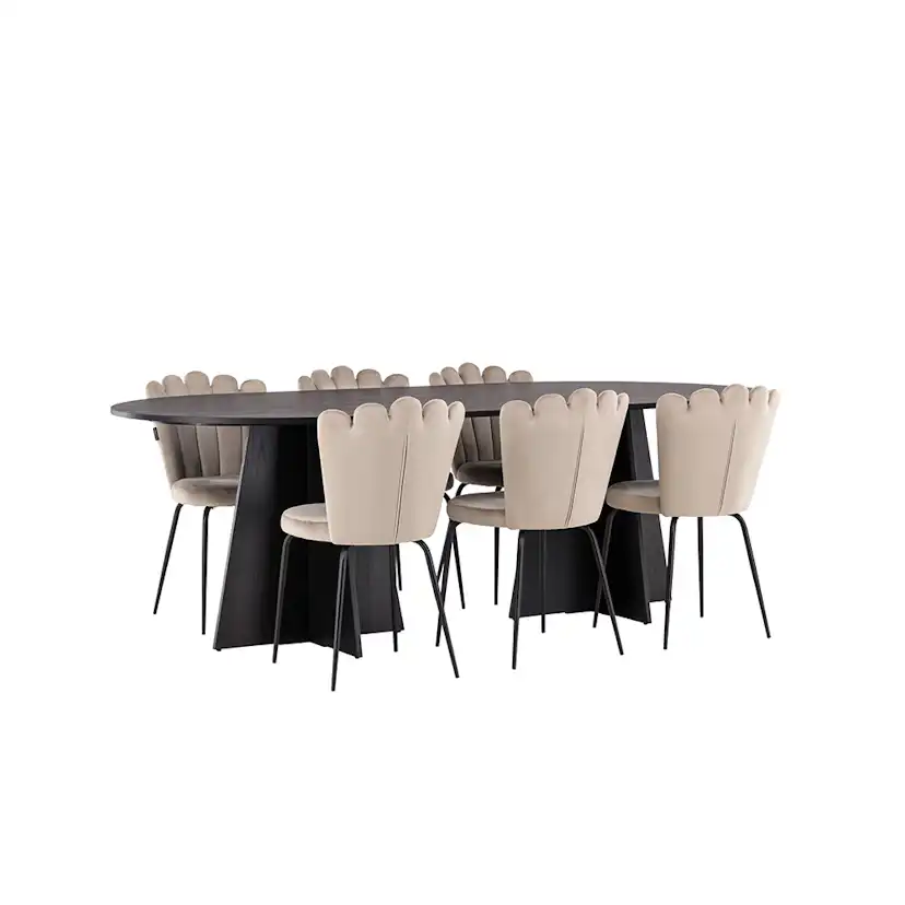 Matgrupp Venture Home Bootcut Oval med 6 Limhamn Light Stolar