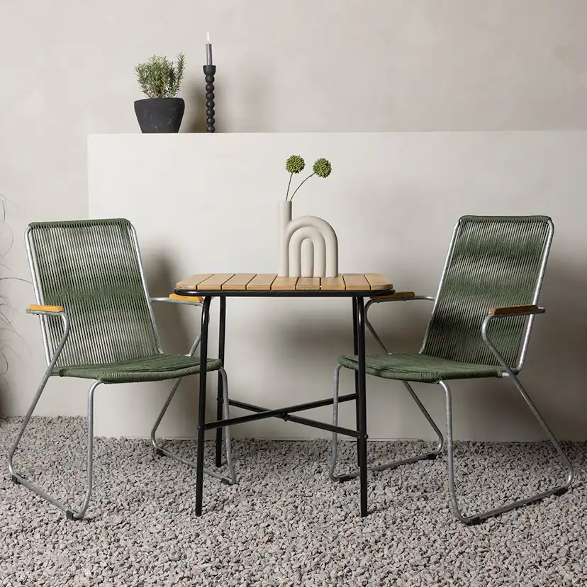 Cafégrupp Venture Home Holmbeck Bord med 2 Bois Trädgårdsstolar Utomhus