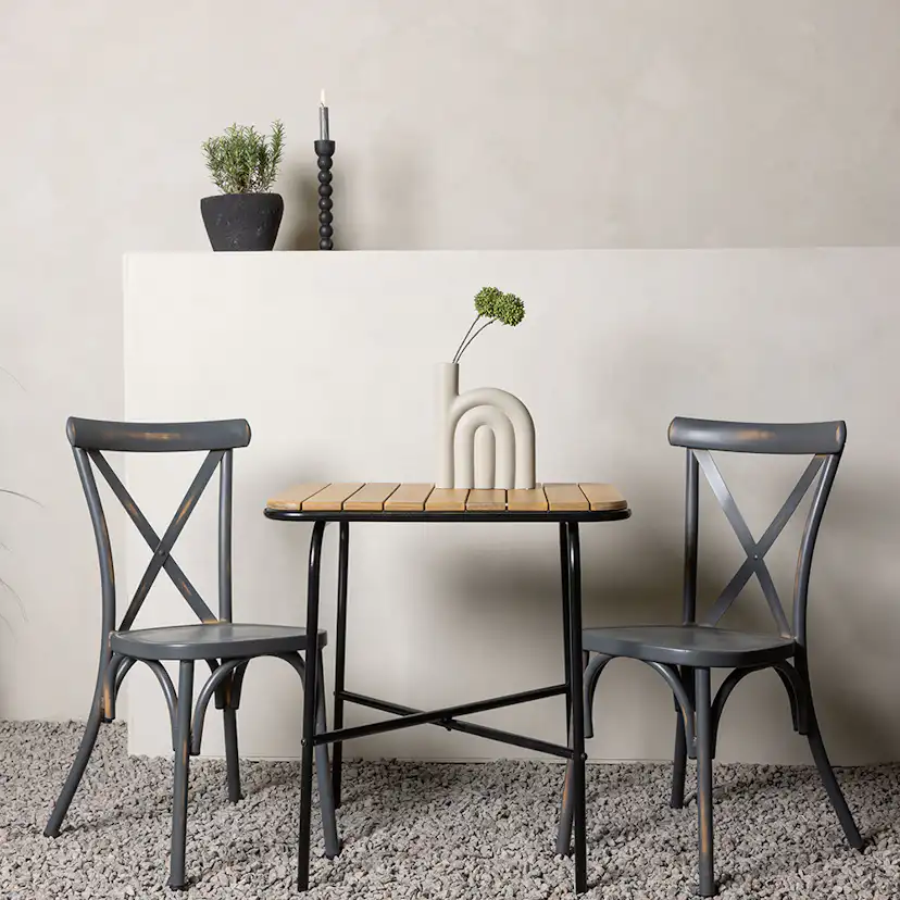 Cafégrupp Venture Home Holmbeck Bord med 2 Tablas Trädgårdsstolar Utomhus