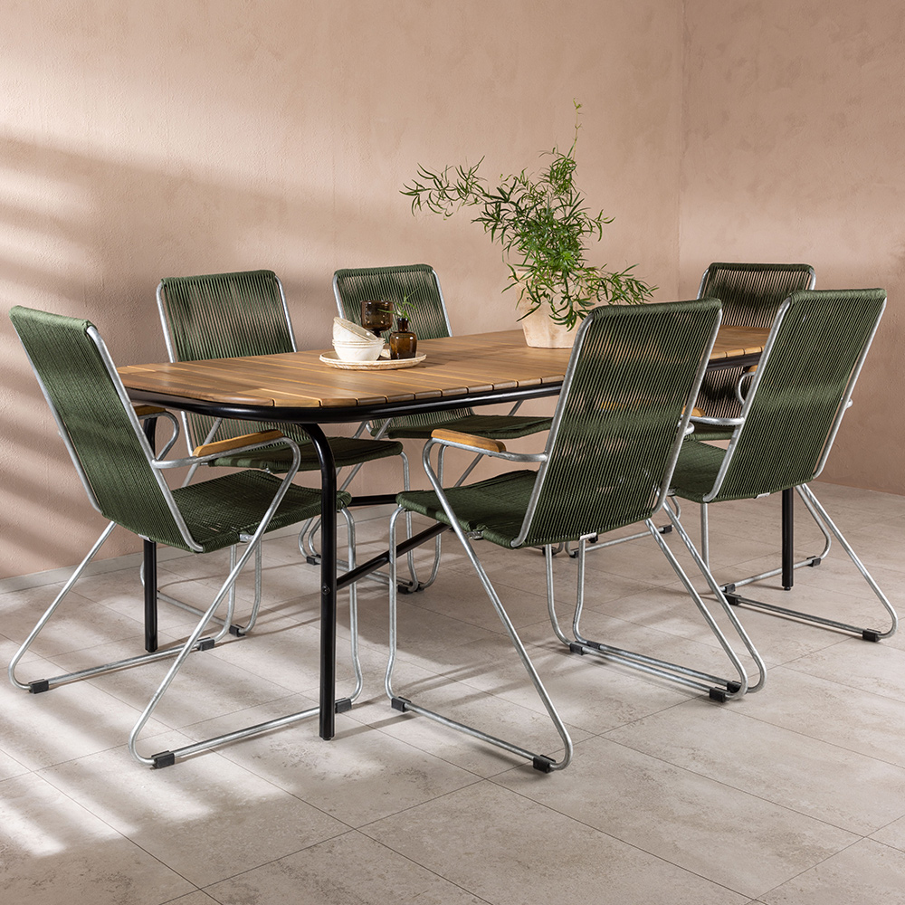 Matgrupp Utomhus Venture Home Holmbeck Bord med 6 Bois Trädgårdsstolar
