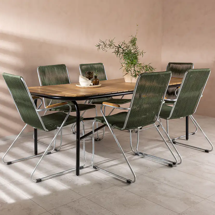 Matgrupp Utomhus Venture Home Holmbeck Bord med 6 Bois Trädgårdsstolar