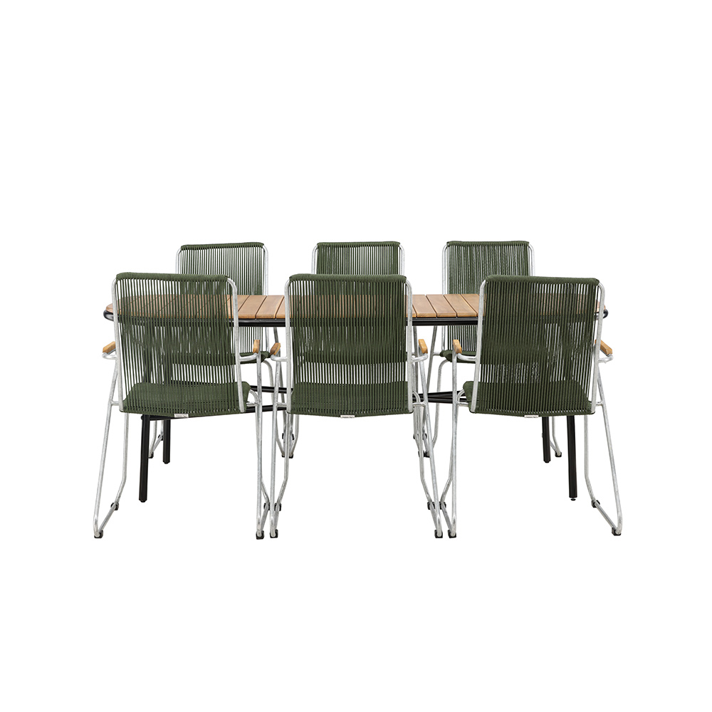 Matgrupp Utomhus Venture Home Holmbeck Bord med 6 Bois Trädgårdsstolar