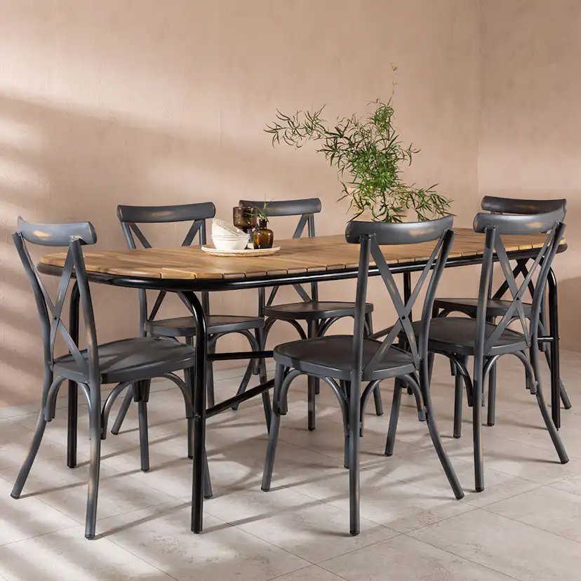 Matgrupp Utomhus Venture Home Holmbeck Bord med 6 Tablas Trädgårdsstolar