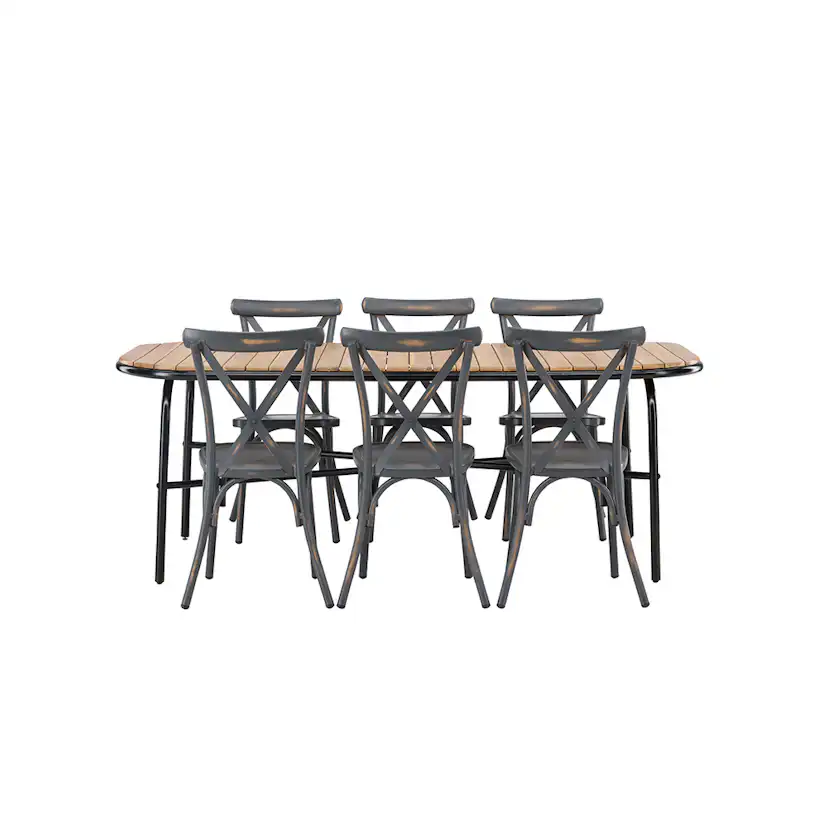 Matgrupp Utomhus Venture Home Holmbeck Bord med 6 Tablas Trädgårdsstolar